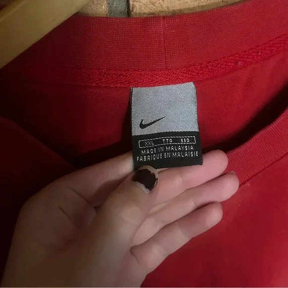 Vintage Nike Center Logo Swoosh Red Stitch Spell Out Sweatshirt Retro XXL